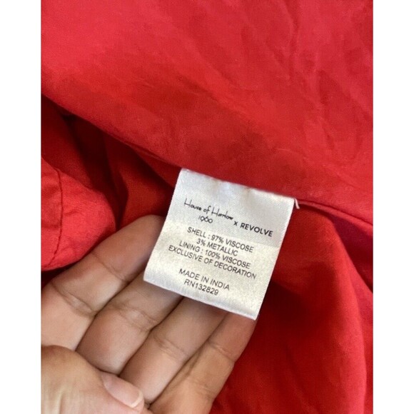 House Of Harlow X Revolve Red Metallic Halter Open Back Maxi Front Slit Button S - Picture 7 of 14
